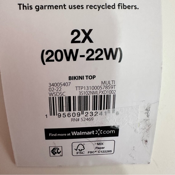 Time and Tru Womens Pink, Purple, Blue Abstract Bandeau Tube Style Bikini Top 2X - Picture 9 of 11